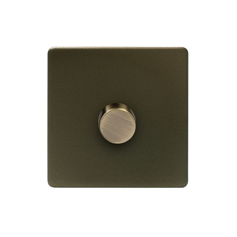 Screwless Bronze - Black Trim - Slim Plate Screwless Bronze 250W 1 Gang 2 Way Trailing Dimmer Light Switch