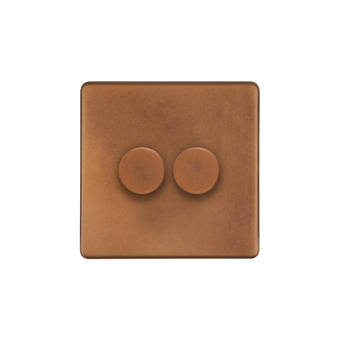 Screwless Antique Copper 2 Gang 1000W DC1-10V Dimmer Switch - SE Home