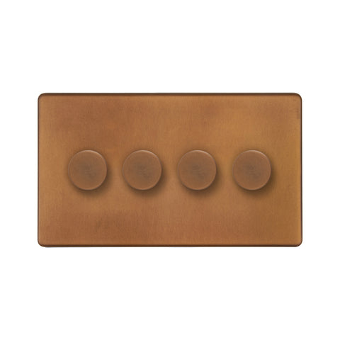 Screwless Antique Copper 4 Gang 2 Way Intelligent Trailing Dimmer Switch 150W LED (150w Halogen/Incandescent) - SE Home