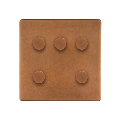 Screwless Antique Copper 5 Gang Dimmer Switch 150W LED Trailing Edge Dimmer - SE Home