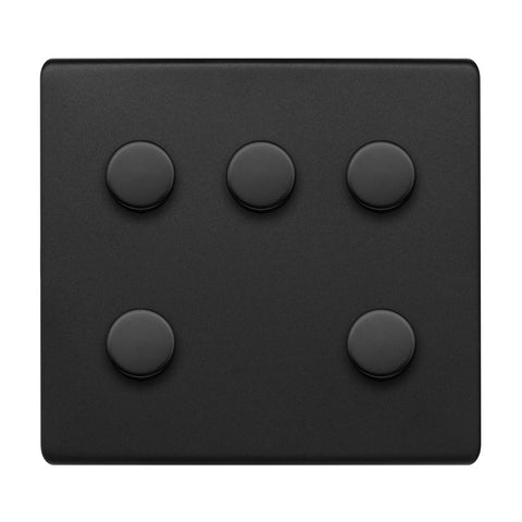 Screwless Matt Black 5 Gang Dimmer Switch 150W LED Trailing Edge Dimmer - SE Home