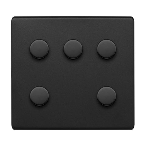 Screwless Matt Black 5 Gang Dimmer Switch 150W LED Trailing Edge Dimmer 