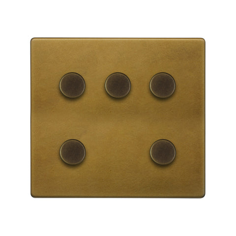 Screwless Old Brass 5 Gang Dimmer Light Switch 150W LED Trailing Edge Dimmer - SE Home