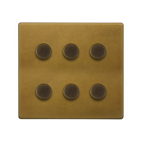 Screwless Old Brass 6 Gang 2 Way Intelligent Trailing Dimmer Light Switch LED 150W LED - SE Home