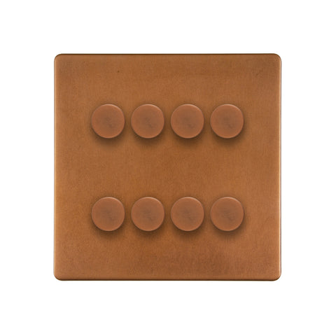 Screwless Antique Copper 8 Gang 2 Way Intelligent Trailing Dimmer Switch - SE Home