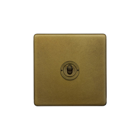 Screwless Old Brass 1 Gang 2 Way Toggle Light Switch - SE Home
