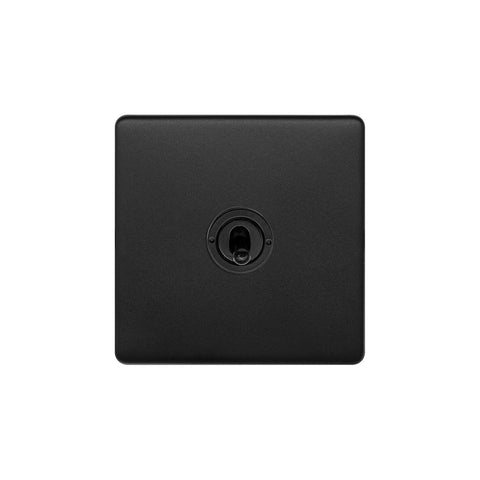 Screwless Matt Black 1 Gang Retractive Toggle Light Switch - SE Home