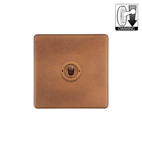 Screwless Antique Copper 1 Gang Dimming Toggle Light Switch - SE Home
