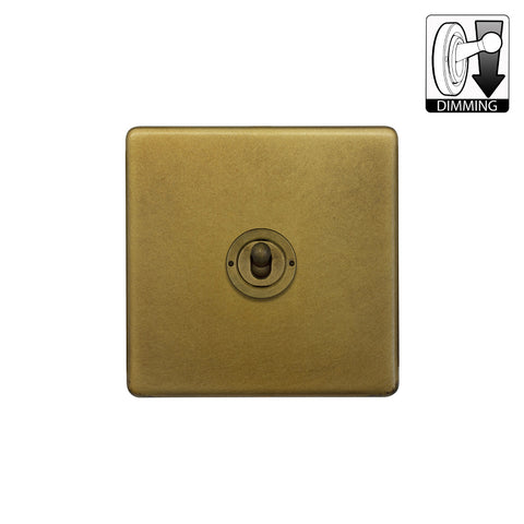 Screwless Old Brass 1 Gang Dimming Toggle Light Switch