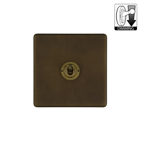 Screwless Vintage Brass 1 Gang Dimming Toggle Light Switch - SE Home