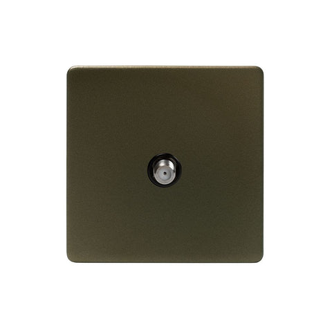 Screwless Bronze and Brushed Brass - Black Trim Screwless Fusion Bronze & Brushed Brass 1 Gang TV Socket