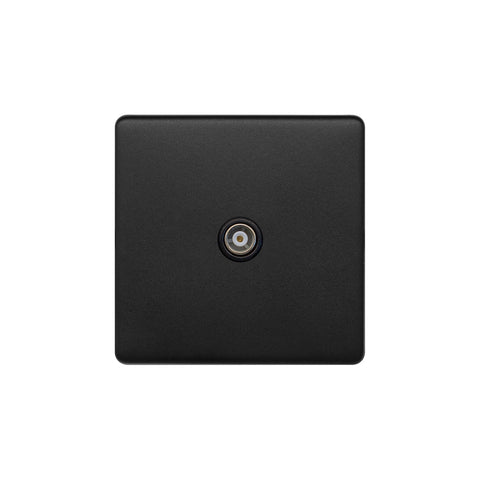 Screwless Matt Black 1 Gang TV Aerial Socket - SE Home