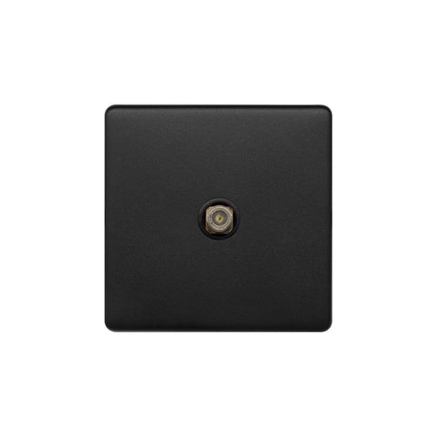 Screwless Matt Black 1 Gang Satellite Socket - SE Home