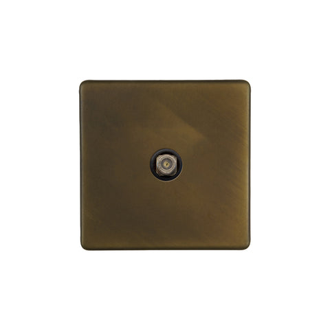 Screwless Vintage Brass 1 Gang Satellite Socket - SE Home