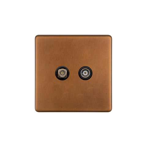 Screwless Antique Copper TV And Satellite Socket - SE Home