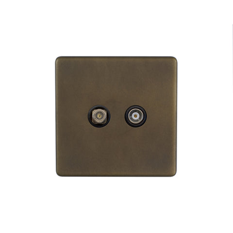 Screwless Vintage Brass TV And Satellite Socket - SE Home