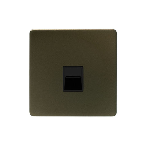 Screwless Bronze and Brushed Brass - Black Trim Screwless Fusion Bronze & Brushed Brass 1 Gang Tel Master Socket Black Trim