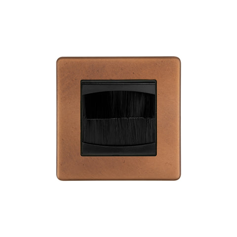 Screwless Antique Copper 1 Gang 2 Module Brush Plate - SE Home