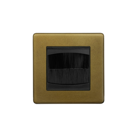 Screwless Old Brass 1 Gang 2 Module Brush Plate - SE Home