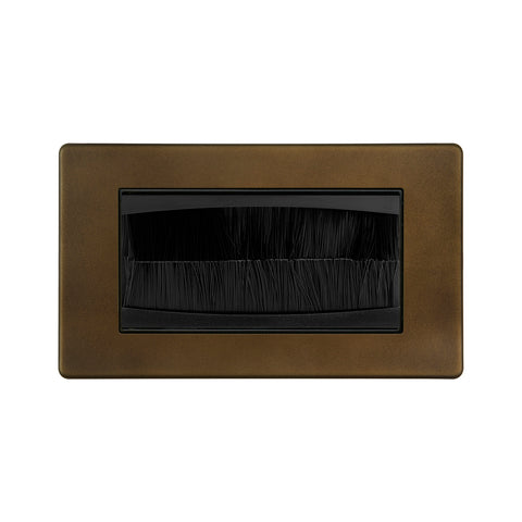 Screwless Vintage Brass 2 Gang 4 Module Brush Plate - SE Home