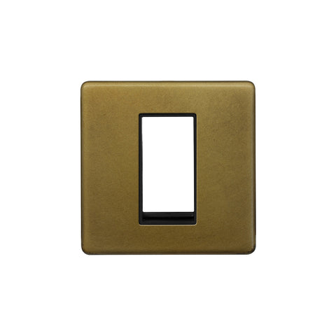 Screwless Old Brass 1 x25mm EM-Euro Module Faceplate - SE Home