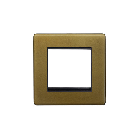 Screwless Old Brass 2 x25mm EM-Euro Module Faceplate - SE Home