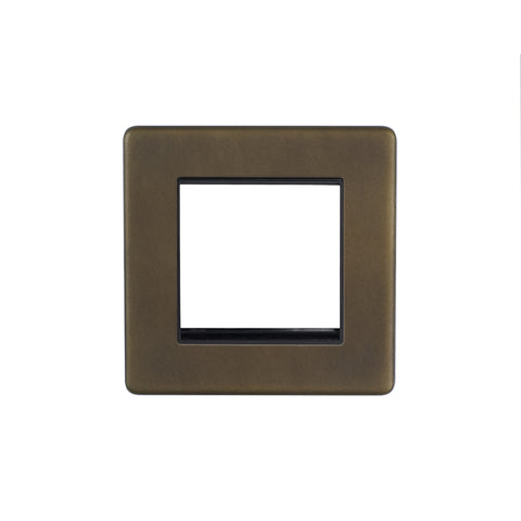 Screwless Vintage Brass 2 x25mm EM-Euro Module Faceplate - SE Home