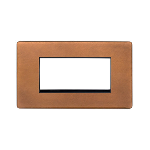 Screwless Antique Copper 4 x25mm EM-Euro Module Faceplate