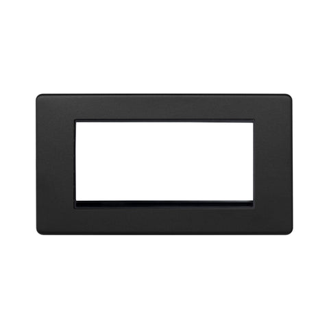 Screwless Matt Black 4 x25mm EM-Euro Module Faceplate