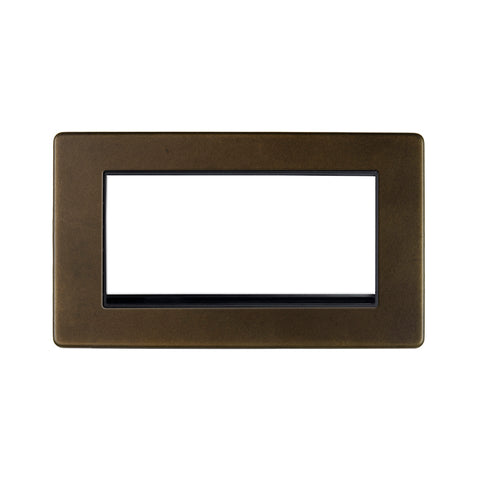 Screwless Vintage Brass 4 x25mm EM-Euro Module Faceplate - SE Home