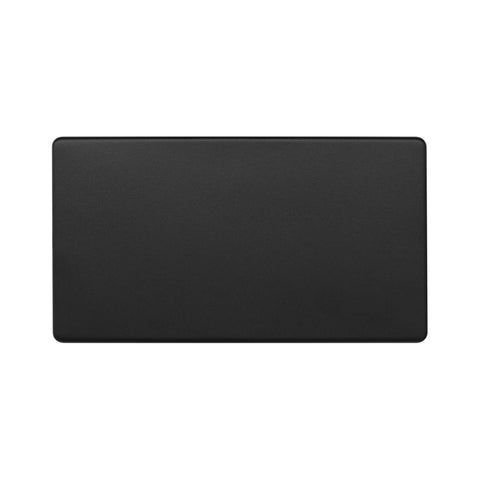 Screwless Matt Black 2 Gang Blanking Plate - SE Home