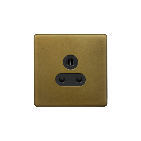 Screwless Old Brass Screwless 5 Amp Plug Socket Unswitched