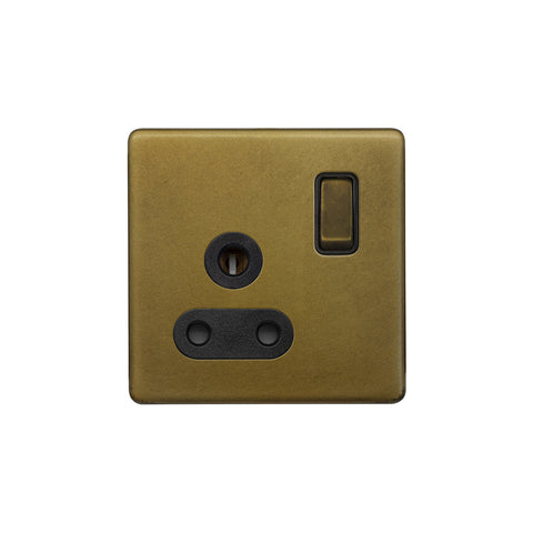 Screwless Old Brass 5 Amp Plug Socket with Switch