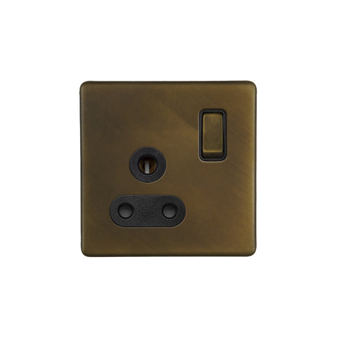 Screwless Vintage Brass 5 Amp Plug Socket with Switch