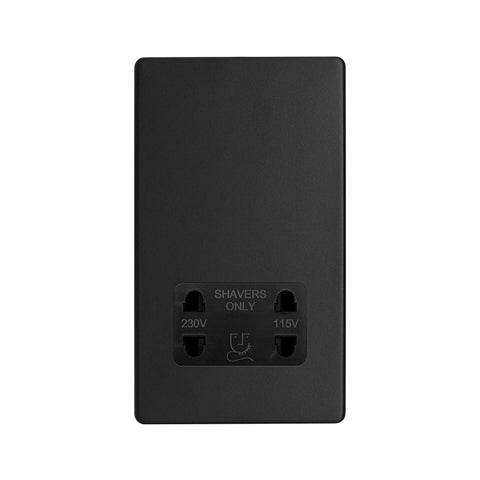 Screwless Matt Black Shaver Socket 230/115V - SE Home
