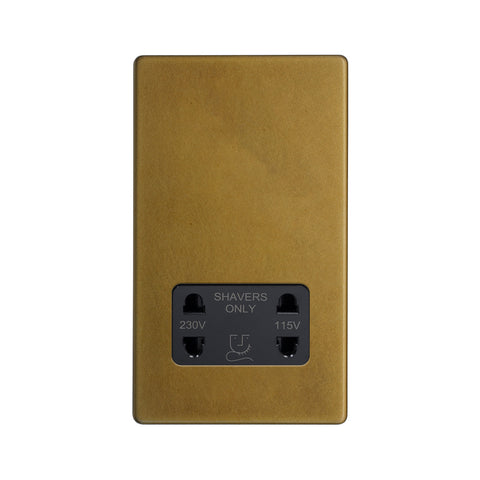 Screwless Old Brass 1 Gang Shaver Socket