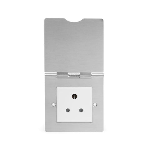 Screwless Brushed Chrome 5 Amp Euromod Floor Socket 1 Gang - SE Home