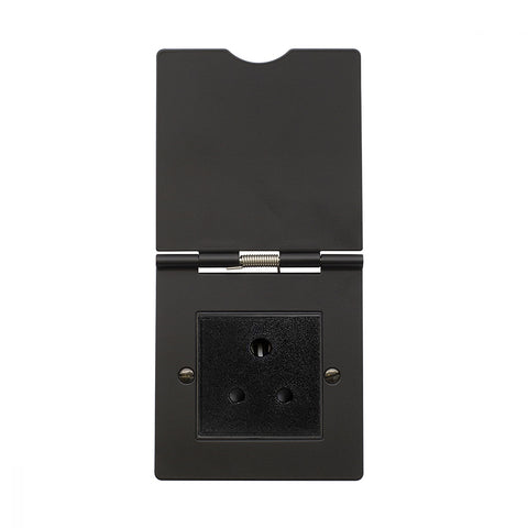 Screwless Matt Black 5 Amp Floor Socket 1 Gang Euromod - SE Home