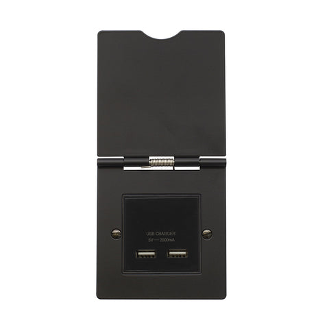 Screwless Matt Black USB Charger Floor Socket 1 Gang - SE Home