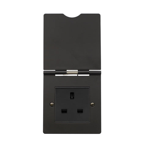 Screwless Matt Black 13A 1Gang Euromod Floor Socket 