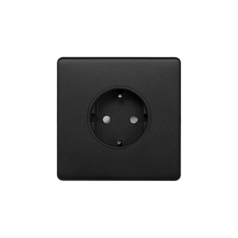 Screwless Matt Black 16A 1 Gang Euro Schuko Socket  