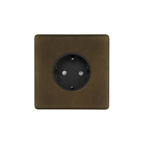 Screwless Vintage Brass 16A 1 Gang Euro Schuko Socket - SE Home
