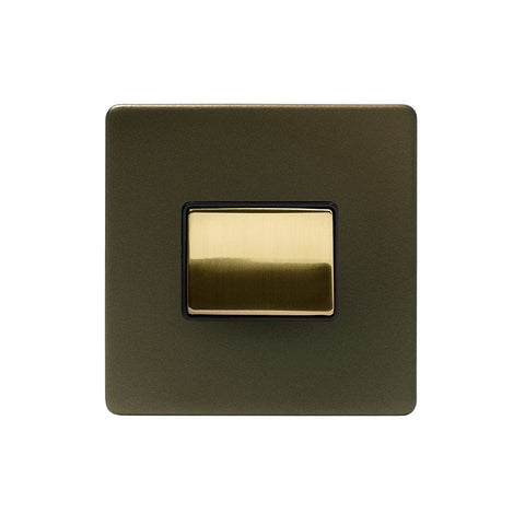 Screwless Fusion Bronze & Brushed Brass 10A 1 Gang 1 Way 3-Pole Fan Isolator Black Trim - SE Home