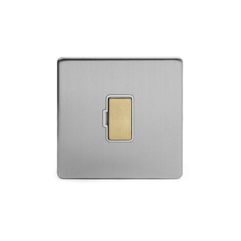 Screwless Fusion Brushed Chrome & Brushed Brass 13A Unswitched Fuse White Trim - SE Home