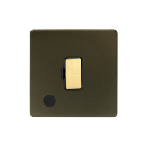 Screwless Fusion Bronze & Brushed Brass 13A Unswitched Flex Outlet Black Trim - SE Home