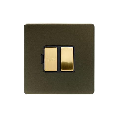 Screwless Fusion Bronze & Brushed Brass 13A Switched Fuse Black Trim - SE Home
