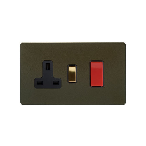 Screwless Bronze and Brushed Brass - Black Trim Screwless Fusion Bronze & Brushed Brass 45A Cooker Control Unit & Neon Black Trim