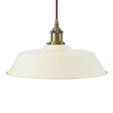 Clay White Chancery Painted Pendant Light - Antique Brass Lamp Holder & Ceiling Rose - SE Home