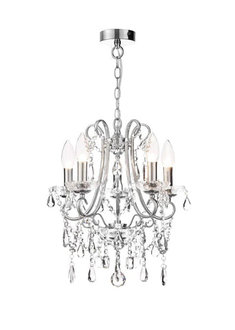 5 LED Small Bathroom Ceiling Chandelier Light in Polished Chrome Finish - SE Home