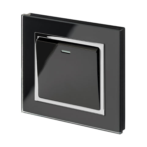 Crystal CT 1 Gang Rocker Light Switch Black - SE Home